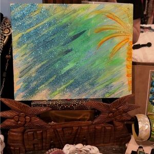 Vibrant Abstract Art Canvas - Blue and Green